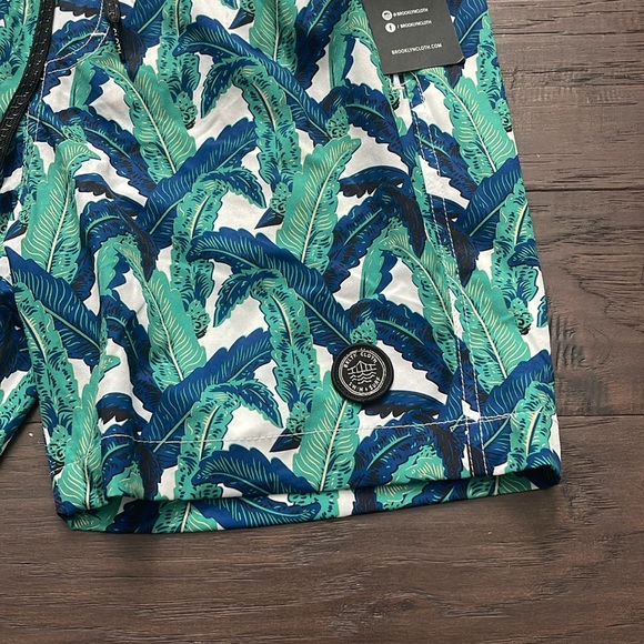 Brooklyn Cloth Mfg Co Kent Ave Men’s Swim Trunks Size Medium NEW Green/Blue - Picture 2 of 6
